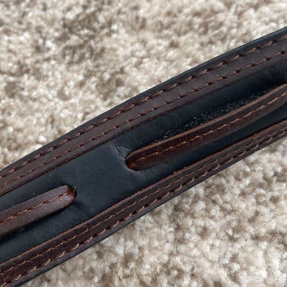 Top Grain Brown/black Leather Belt 44 - Picture 5 of 8